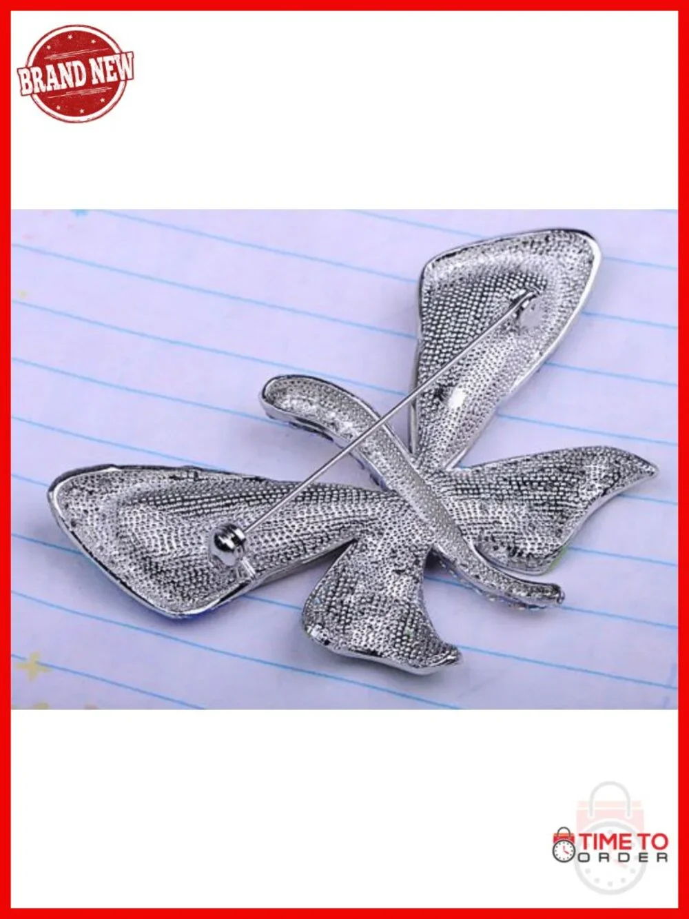 Shiny Crystal Butterfly Brooch Pin for Hat Bag Suit Tie - Picture 5 of 6